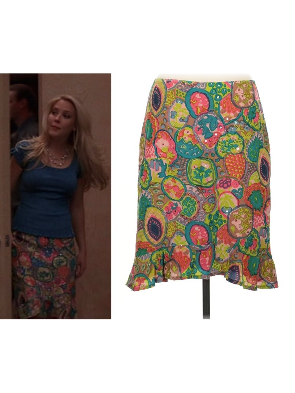 ASO HARMONY KENDALL ANGEL BUFFY Embellished Silk Skirt COLORFUL VINTAGE Y2K RARE